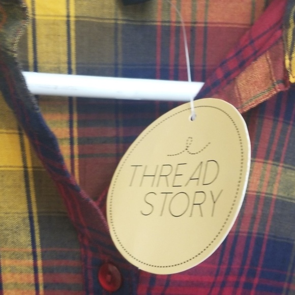 Thread Story Long Tails Top Plaid Fall Colors XL - Picture 4 of 8